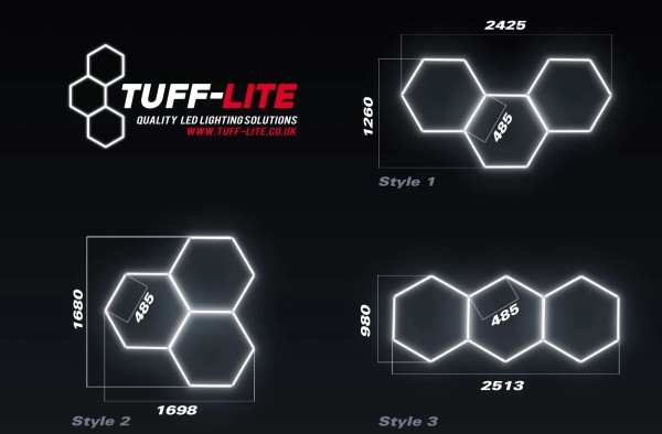 Tuff-Lite Hexagon Licht Weiß Werkstatt Decke